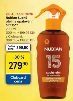 Tesco Nubian Suchý olej na opalování SPF15 nabídka