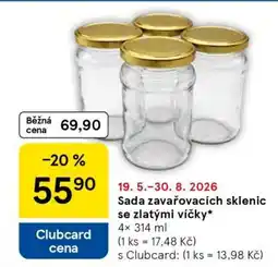 Tesco Sada zavařovacích sklenic se zlatými víčky nabídka