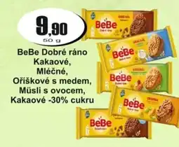 Adam BeBe Dobré ráno Kakaové, Mléčné, Oříškové s medem, Müsli s ovocem, Kakaové -30% cukru nabídka