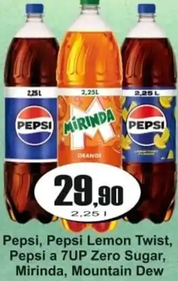 Adam Pepsi, Pepsi Lemon Twist, Pepsi a 7UP Zero Sugar, Mirinda, Mountain Dew nabídka