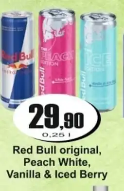 Adam Red Bull original, Peach White, Vanilla & Iced Berry nabídka