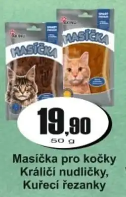 Adam Masička pro kočky Králičí nudličky, Kuřecí řezanky nabídka