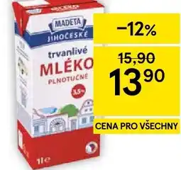 Tesco Madeta Jihočeské mléko plnotučné trvanlivé nabídka