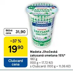 Tesco Madeta Jihočeská zakysaná smetana 15% nabídka
