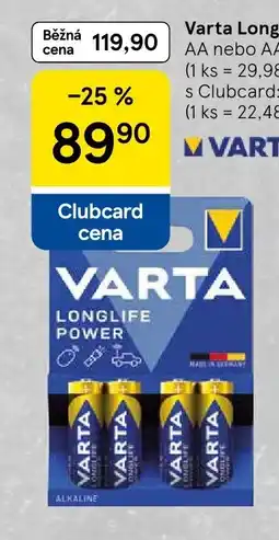 Tesco Varta Longlife Power Baterie nabídka