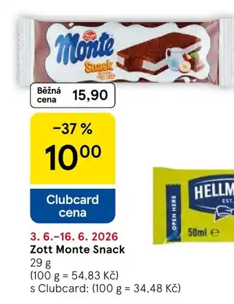 Tesco Zott Monte Snack nabídka