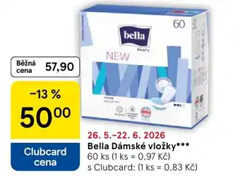 Tesco Bella Dámské vložky nabídka