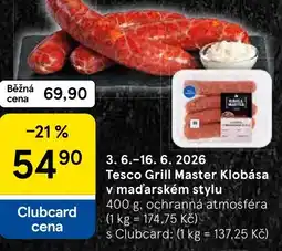 Tesco Tesco Grill Master Klobása v maďarském stylu nabídka