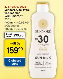 Tesco Sunnoré Opalovací voděodolné mléko SPF30 nabídka