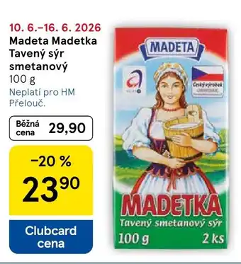 Tesco Madeta Madetka Tavený sýr smetanový nabídka