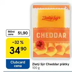 Tesco Zlatý sýr Cheddar plátky nabídka