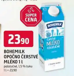 Trefa BOHEMILK OPOČNO ČERSTVÉ MLÉKO 1L polotučné, 1,5 % tuku nabídka
