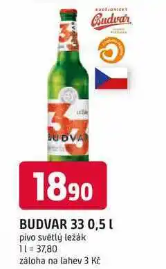 Trefa BUDVAR 33 0,5 L pivo světlý ležák nabídka