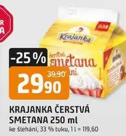 Trefa KRAJANKA ČERSTVÁ SMETANA 250 ml ke šleháni, 33 % tuku nabídka