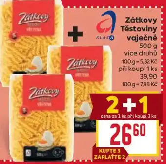 Billa Zátkovy Těstoviny vaječné nabídka