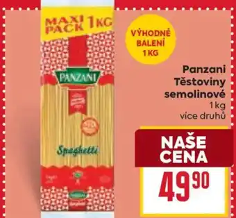 Billa Panzani Těstoviny semolinové nabídka