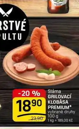 Flop GRILOVACÍ KLOBÁSA PREMIUM* vybrané druhy nabídka