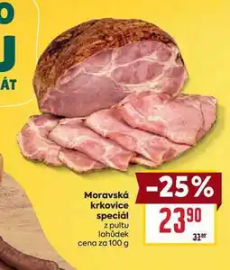 Billa Moravská krkovice speciál z pultu lahůdek cena za nabídka