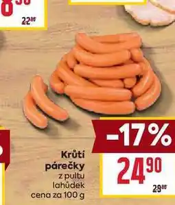 Billa Krůtí párečky z pultu lahůdek cena za nabídka