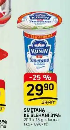 Flop SMETANA KE ŠLEHÁNÍ 31% 200+15 g nabídka