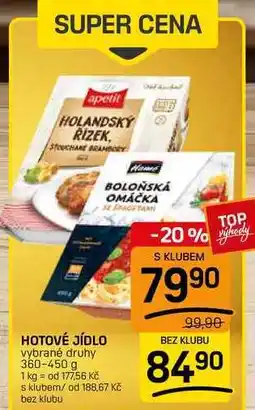 Flop HOTOVÉ JÍDLO vybrané druhy nabídka