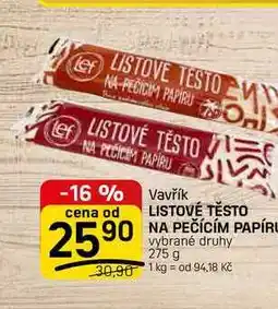 Flop LISTOVÉ TĚSTO NA PEČÍCÍM PAPÍRU vybrané druhy nabídka