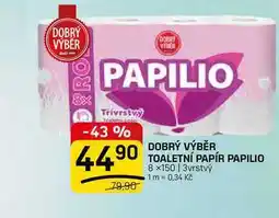 Flop DOBRÝ VÝBĚR TOALETNÍ PAPÍR PAPILIO 8 x150 | 3vrstvý nabídka