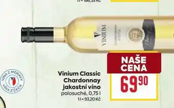 Billa Vinium Classic Chardonnay jakostní víno polosuché nabídka