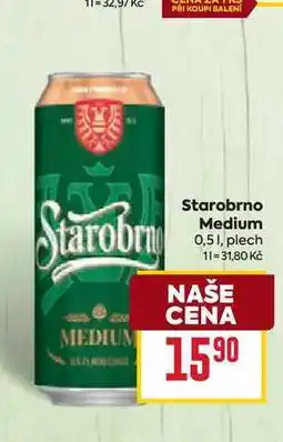 Billa Starobrno Medium 0,51, plech nabídka