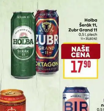 Billa Holba Šerák 11, Zubr Grand 11 0,51, plech nabídka