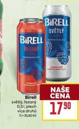 Billa Birell světlý, řezaný 0,51, plech nabídka