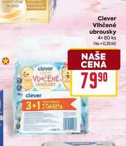 Billa Clever Vlhčené ubrousky 4× 80 ks nabídka