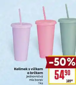 Billa Kelímek s víčkem a brčkem jednovrstvý mix barev 1ks nabídka