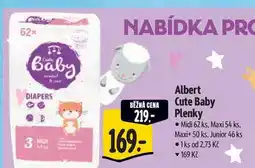 Albert Albert Cute Midi 62 ks, Maxi 54 ks, Maxi+ 50 ks, Junior 46 ks nabídka