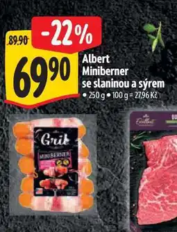 Albert Albert Miniberner se slaninou a sýrem nabídka