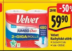 Albert Velvet Kuchyňské utěrky 2vrstvé 2 role nabídka