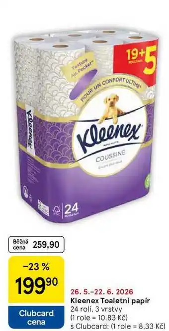 Tesco Kleenex Toaletní papír, 24 rolí, 3 vrstvy nabídka