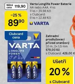Tesco Varta Longlife Power Baterie AA nebo AAA, 4 ks nabídka