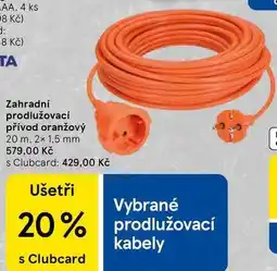 Tesco Zahradní prodlužovací přívod oranžový 20 m, 2x 1,5 mm nabídka