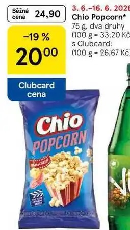 Tesco Chio Popcorn, 75 g. dva druhy nabídka