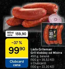 Tesco Láda Grileman Gril klobásy od Mistra, 450 g, balená nabídka