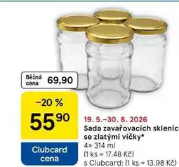 Tesco Sada zavařovacích sklenic se zlatými víčky, 4× nabídka