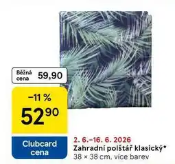 Tesco Zahradní polštář klasický, 38 x 38 cm. více barev nabídka