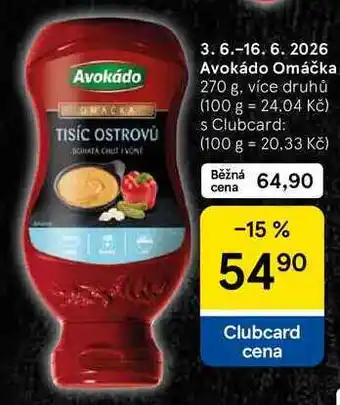 Tesco Avokádo Omáčka, 270 g, více druhů nabídka