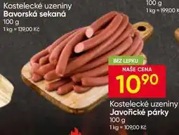 Hruška Kostelecké uzeniny Javořické párky nabídka
