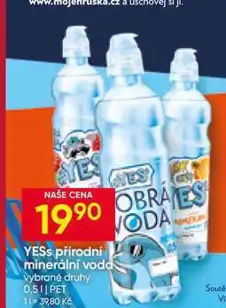 Hruška YESs přírodní minerální voda vybrané druhy 0,5l PET nabídka