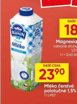 Hruška Kunín Mléko čerstvé polotučné 1,5% 1l PET nabídka