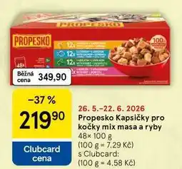 Tesco Propesko Kapsičky pro kočky mix masa a ryby, 48× nabídka