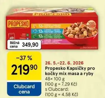 Tesco Propesko Kapsičky pro kočky mix masa a ryby, 48× nabídka