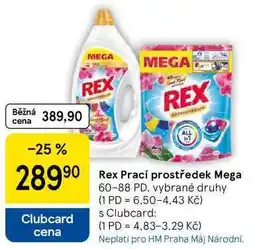 Tesco Rex Prací prostředek, 60-88 PD, vybrané druhy nabídka